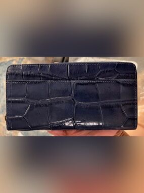Michael Rome Designs Italian Leather Croc Embossed Zip Around Wallet NWOT